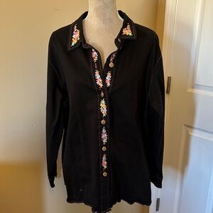 Bob Mache wearable art 2x  Black Embroidered Shirt